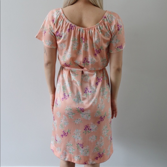 70’s Peachy Sundress with Fruity Floral Pattern - Picture 2 of 7